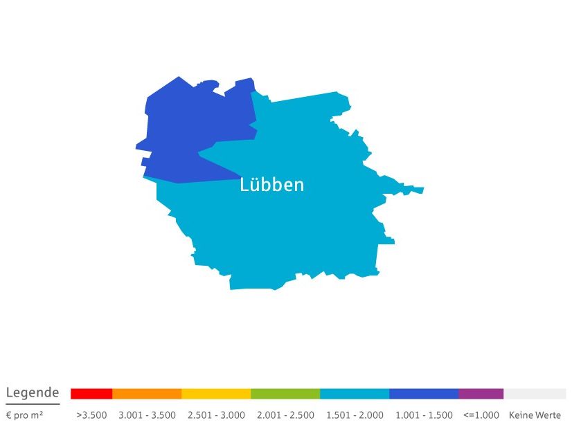 Immobilien Preisverteilung in Lübben